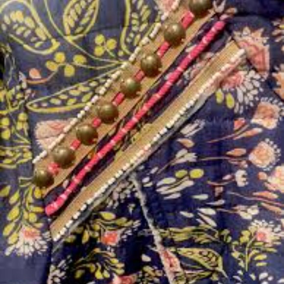 Free People Meadow Quilted Floral Jacket XS Blue Zip Up - Picture 4 of 6